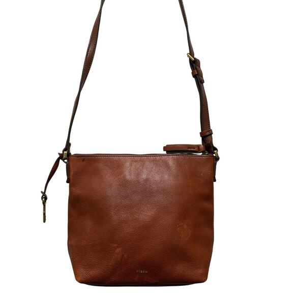 Fossil Brown Leather Crossbody Bag - Picture 1 of 9